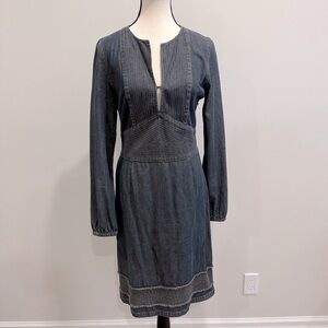 MEXX Long Sleeve Denim Mini Dress with Stitch Detail